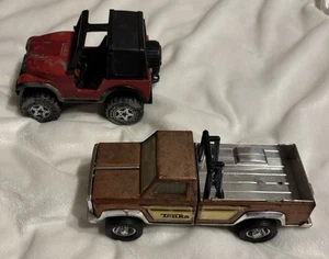 Vintage 1980s Tonka Pickup Truck w/ Roll Bar Bronze With Jeep - Picture 1 of 7