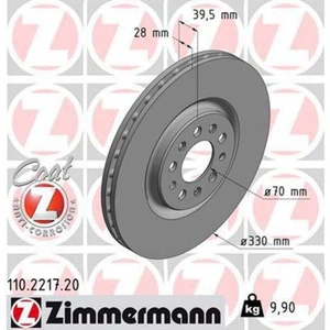 Zimmermann OE Coat Z Brake Rotor Pair 330mm Front 110.2217.20 - Picture 1 of 2