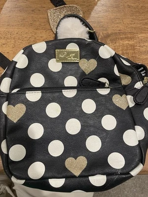 Mini mochila Luv Betsey Johnson de segunda mano lunares negros con corazones Foto 1 de 4