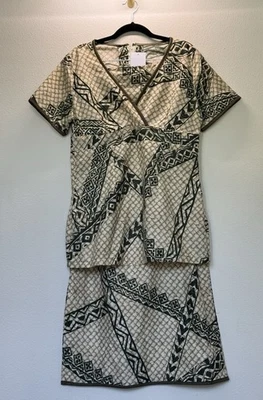 Puletasi Beige And Green 2pc Set - Image 1 of 4