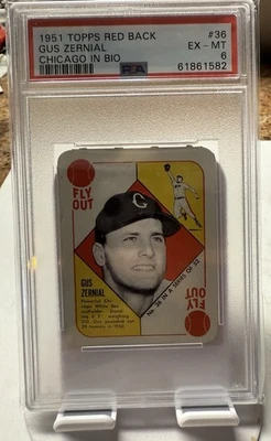 1951 Topps Red Back Var #36 Gus Zernial Chicago White Sox PSA 6 - Image 1 of 2