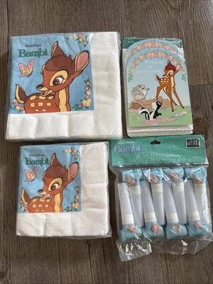 Vintage Disney Bambi Party Supplies Invitations Napkins Blowouts Party Favors - Image 1 of 4