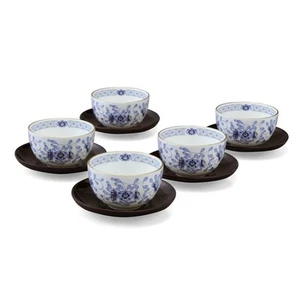 NARUMI Tea tray and 5 tea cups set Milano Blue Made in Japan 9682-23029 - Picture 1 of 8