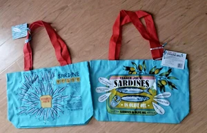 New Trader Joe's Recycled Sardines Bag Reusable Made in USA 100% Cotton Qty 2 - Picture 1 of 2