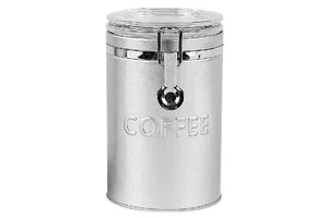 Kaffeedose Bügeldose Kaffeebohnen Behälter Frischhaltedose Coffee Büchse silber - Bild 1 von 1