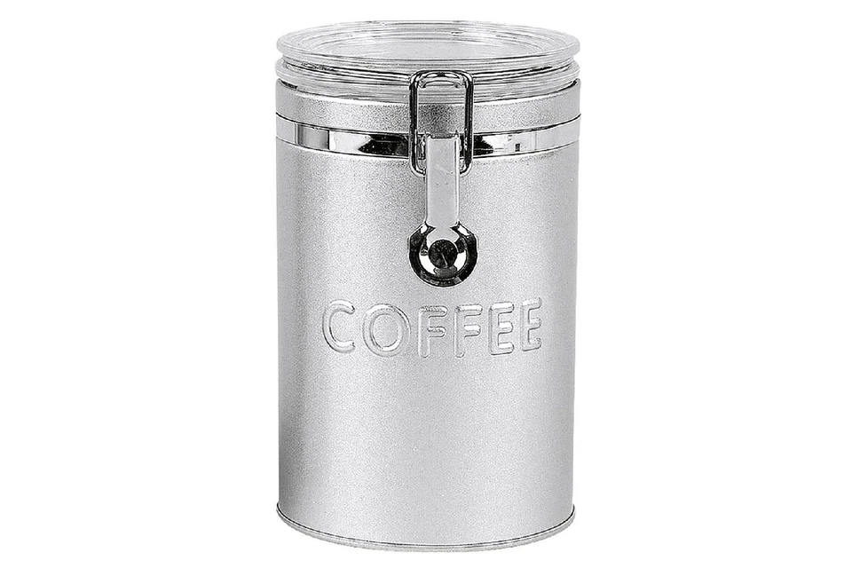 Kaffeedose Bügeldose Kaffeebohnen Behälter Frischhaltedose Coffee Büchse silber - Bild 1 von 1