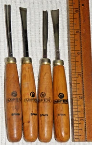 Vintage Mifer Wood Chisels - Spain Woodworking Tools -  Marked 1 4 5 6 - Picture 1 of 2