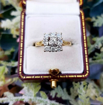1.00Carat Round Diamond Antique Cluster Engagement Ring 14K Yellow Gold Finish - Image 1 of 4