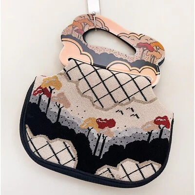 Bolso Patricia Smith Moon 1980/Arts & Crafts estilo asas acrílicas pintadas a mano Foto 1 de 4