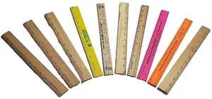 LOT OF 10 WOODEN 12" RULERS (Colors may vary) - Picture 1 of 1
