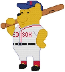 CROSS STITCH+ CRAFT PATTERN MLB Baseball Uniform Winnie Pooh Baseball Red Sox - Picture 1 of 15