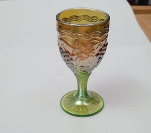 Vintage Imperial Glass 4" iridescent green Carnival HANGING GRAPE Cordial Goblet - Picture 1 of 7