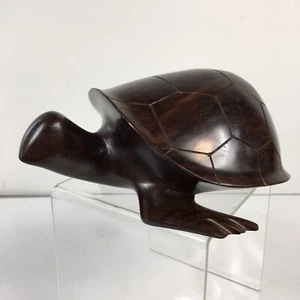 Vintage Iron Wood Sea Turtle Hand Carved Dark Finish - Picture 1 of 7