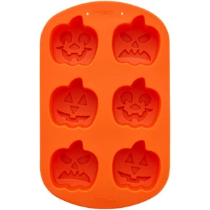 Wilton Jack O'Lantern Orange 6 Cavity Silicone Mold Halloween Pumpkin - Picture 1 of 2
