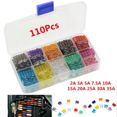 110pcs Micro Blade Fuse 2-35 Amp Car Suv Mini Low Profile Blade Fuses Mould Box  - Image 1 of 4