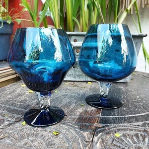 2 Vintage 60's/70's Cobalt Blue Glass Vases - Picture 1 of 4