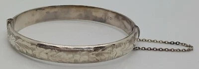 Sterling silver vintage Art Deco antique hinged bangle bracelet E - Image 1 of 4