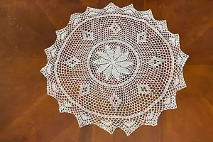 Round Handmade Crochet Lace Tablecloth COLOR BEIGE 100 % COTTON -36 rd - Picture 1 of 5