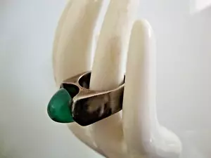 Vtg Designer 925 Sterling Silver Aventurine Cabochon Massive Ring 6US 10Gr - Picture 1 of 11
