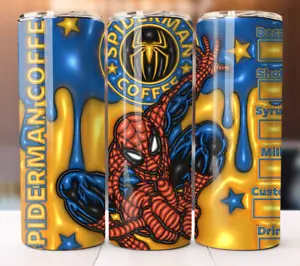 Spiderman Inflated Coffee Tumbler 20 oz Skinny Cup Mug Stainless Steel - Picture 1 of 1