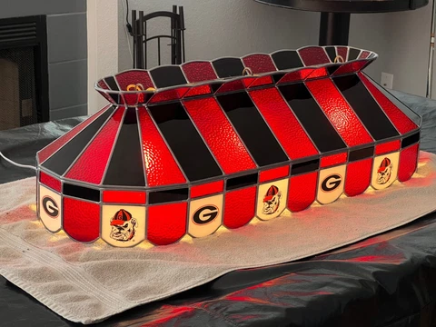 NCAA Licensed Georgia Bulldogs Stained Glass 40" Pool Table Light - Flawless Cover