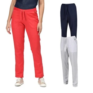 Regatta Womens Quanda Cotton Linen Trousers Ladies Elastic Bottoms Pants RRP £40 - Picture 1 of 15