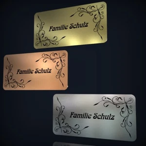 TÜRSCHILD NAMENSSCHILD KLINGELSCHILD IN EDELSTAHL-, KUPFER- ODER GOLDOPTIK - Bild 1 von 6