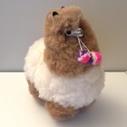 Genuine Alpaca Fur Plush Soft Llama Toy Made In Ecuador 13” Tall White/Brown