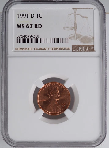 1991-D LINCOLN CENT NGC MS67RD Cover