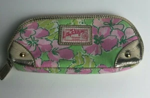 Lilly Pulitzer Originals Makeup Bag Case Cosmetics Pink Green Flowers Nice - Picture 1 of 4