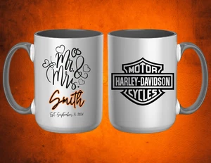 REGALO DE BODA/ANIVERSARIO PERSONALIZADO SR & SR HARLEY DAVIDSON (Juego de 2) - Imagen 1 de 1
