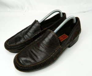 Cole Haan Country 2322 Mens 10M Brown Aligator Print Leather Slip-on Loafers - Picture 1 of 9
