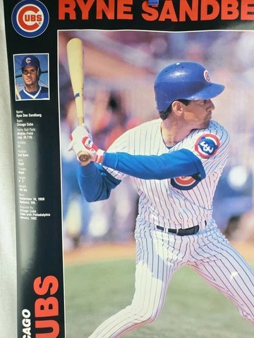 Vintage  Ryne Sandberg Chicago Cubs Norman James Poster  MLB 1992 Cover