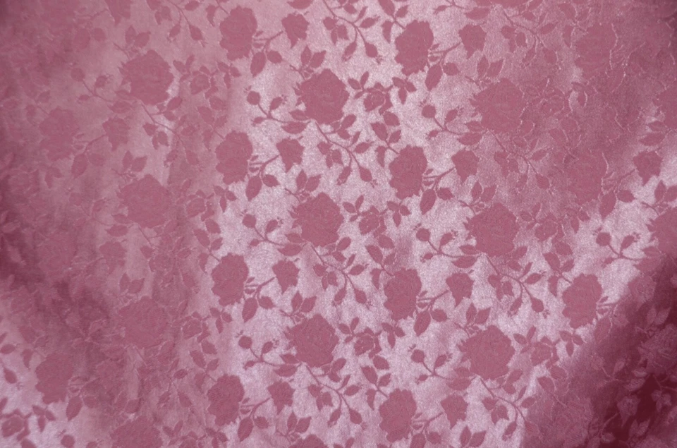 Mantel Cortinas Floral Satinado Tela Jacquard Rosa 58" Ancho Foto 1 de 1