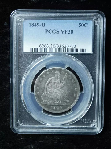 1849-O 50c Seated Liberty Half Dollar - PCGS VF30 Cover