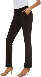 iChosy Womens Pull On Barely Bootcut Stretch Dress Pants Black 8x29 Size 8 - Picture 1 of 6