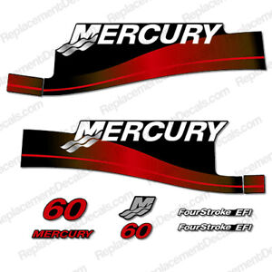Mercury 60hp 4-Stroke EFI Decal Kit (Red) Outboard Motor Stickers Decals 60 four