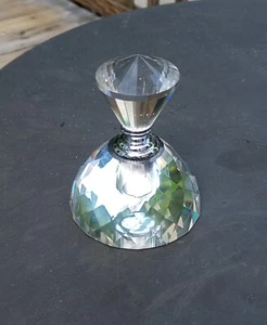 Oleg Cassini Crystal Faceted Perfume Bottle with Glass Daubber Heavy Signed - Picture 1 of 4