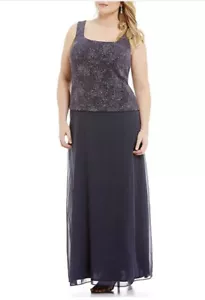 Vestido Largo Cóctel Negro Sin Mangas Embellecido Chifón Talla 16W - Imagen 1 de 11