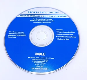 CD de instalación de módem de datos/fax DELL Drivers & Utilities V.9.2/56k - Imagen 1 de 2