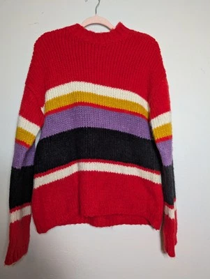 Sanctuary Womens Striped Knit Mock Sweater Red M NEW - Image 1 of 4