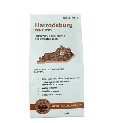 USGS Topographic Map 1991 Survey 30"x60" KT Harrodsburg 37084-E1-TM-100 - Image 1 of 4