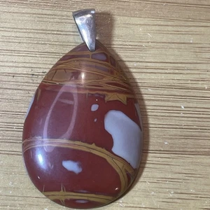 Picture Jasper Pendant With Sterling Silver Bail 2 Inches Long - Picture 1 of 2