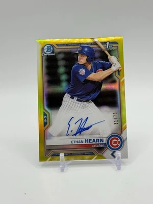 2021 Bowman Chrome-Prospect AutoEthan Hearn #CPA-EH Yellow Refractor /75(AU, RC) - Image 1 of 3