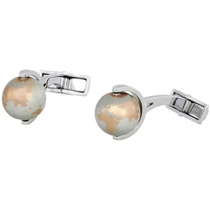 Montblanc Globe Cufflinks Silver Heritage Spirit Round Steel Mens 112999 - Picture 1 of 6