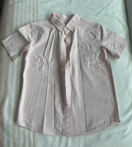 Old Navy boys size 10 12 years solid pink oxford button up short sleeve shirt - Picture 1 of 2
