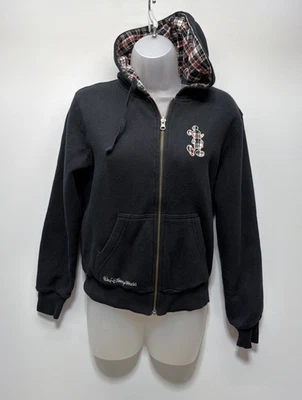 Disneyland Resort hoodie zip Mickey Black Mickey reversible plaid Women’s Small - Image 1 of 4