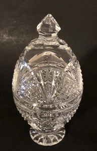 WATERFORD Crystal Standing Egg Box & Lid 7" SEAHORSE Pattern Rare Made Ireland - Picture 1 of 11