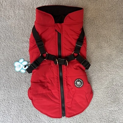 Norbi Pet Dog Vest Jacket XXL Pup Coat Harness Fleece Lined Zipper Red - Image 1 of 4