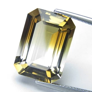 13.10Cts Genuine Natural Bi- Color Quartz Emerald Cut 17.5x12.6x8.3mm Gemstone - Picture 1 of 5